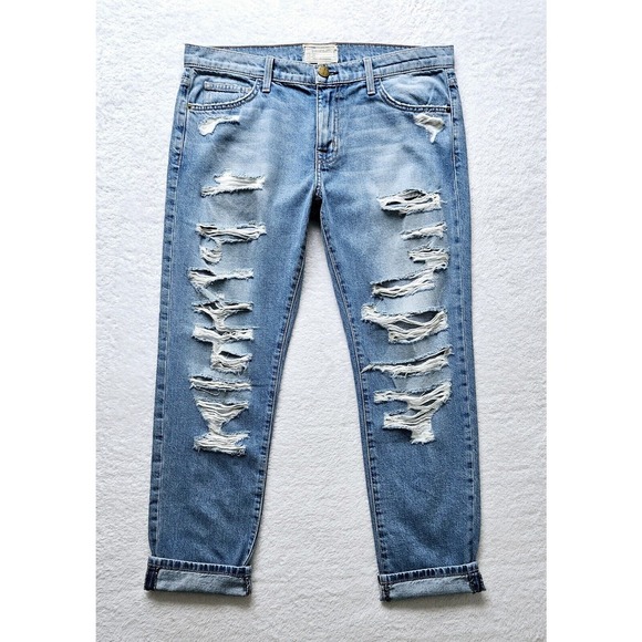 CURRENT ELLIOTT the-fling-tattered-destroy intermix goop boyfriend jeans $335 28 - Picture 4 of 16